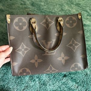 Brown and Tan monogrammed bag
